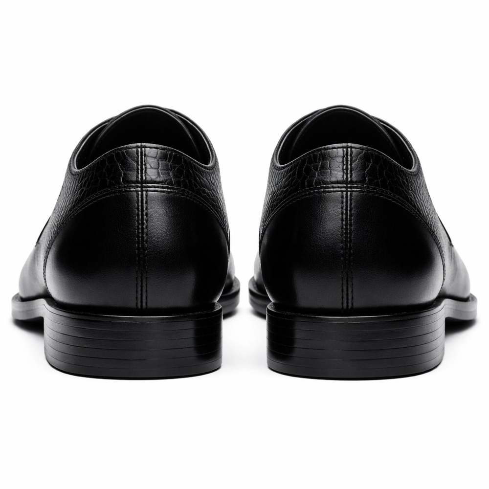 Mens Black Dress Shoes Size 11 Cap Toe Oxford Leather - Picture 7 of 8